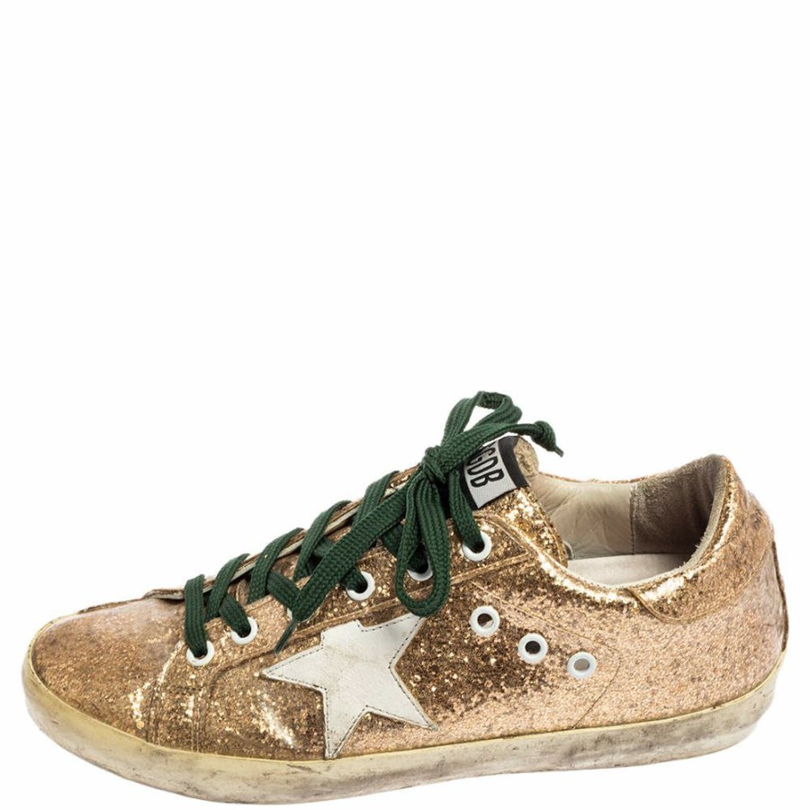 Women * | En Goose Glitter And Pvc Superstar Sneakers Size 38 For Women Gold