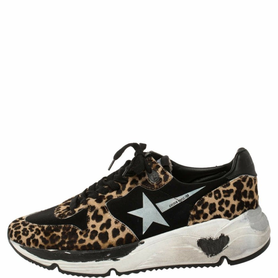 Women * | Golden Goose Brown/ Pony Hair And Fabric Chunky Low Top Sneakers Size 41 For Women Black