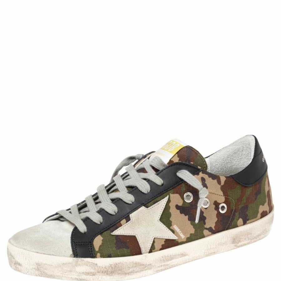 Men * | Golden Goose Camouflage Print Canvas And Leather Super Star Sneakers Size 42 For Men Multicolor