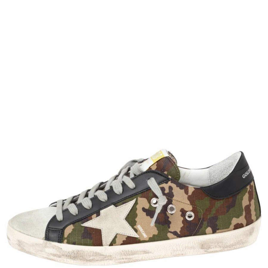 Men * | Golden Goose Camouflage Print Canvas And Leather Super Star Sneakers Size 42 For Men Multicolor