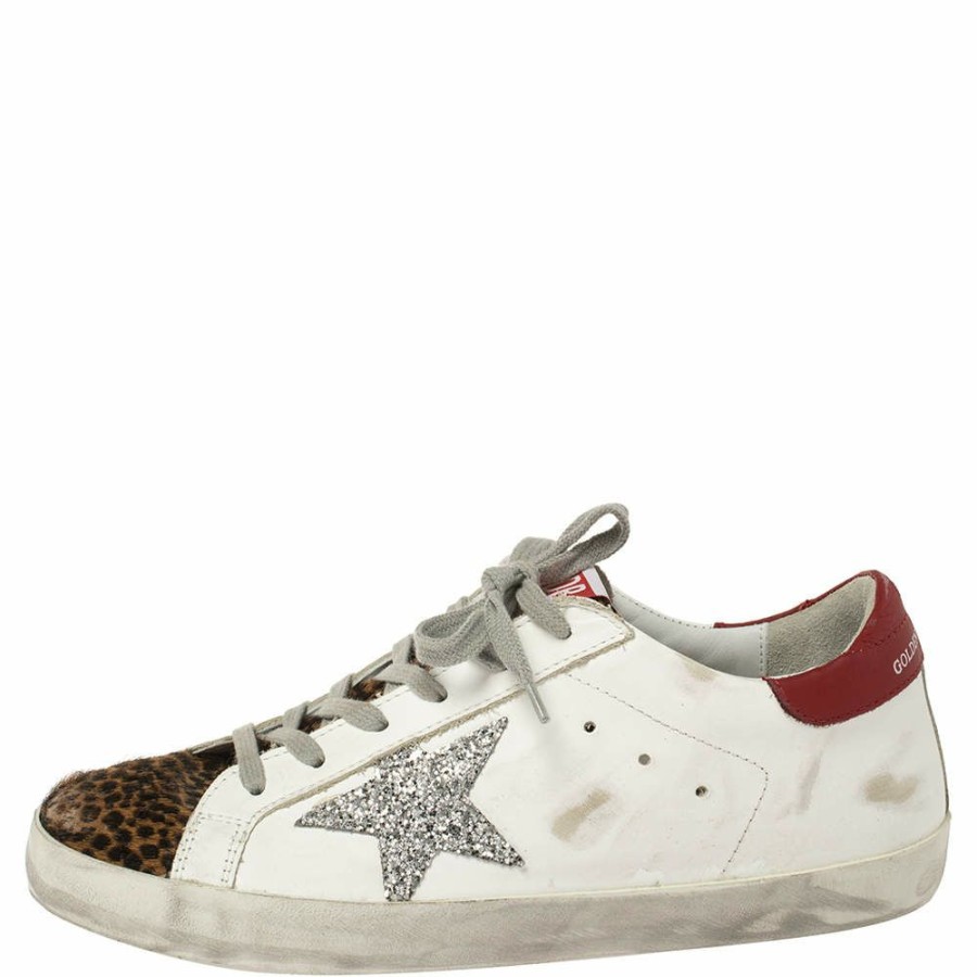 Men * | Golden Goose / Brown Leather And Calf Hair Superstar Lace Up Sneakers Size 40 For Men White