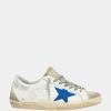 Men * | Golden Goose Super-Star Leather Blue Star Sneakers Size Eu 41 For Men White