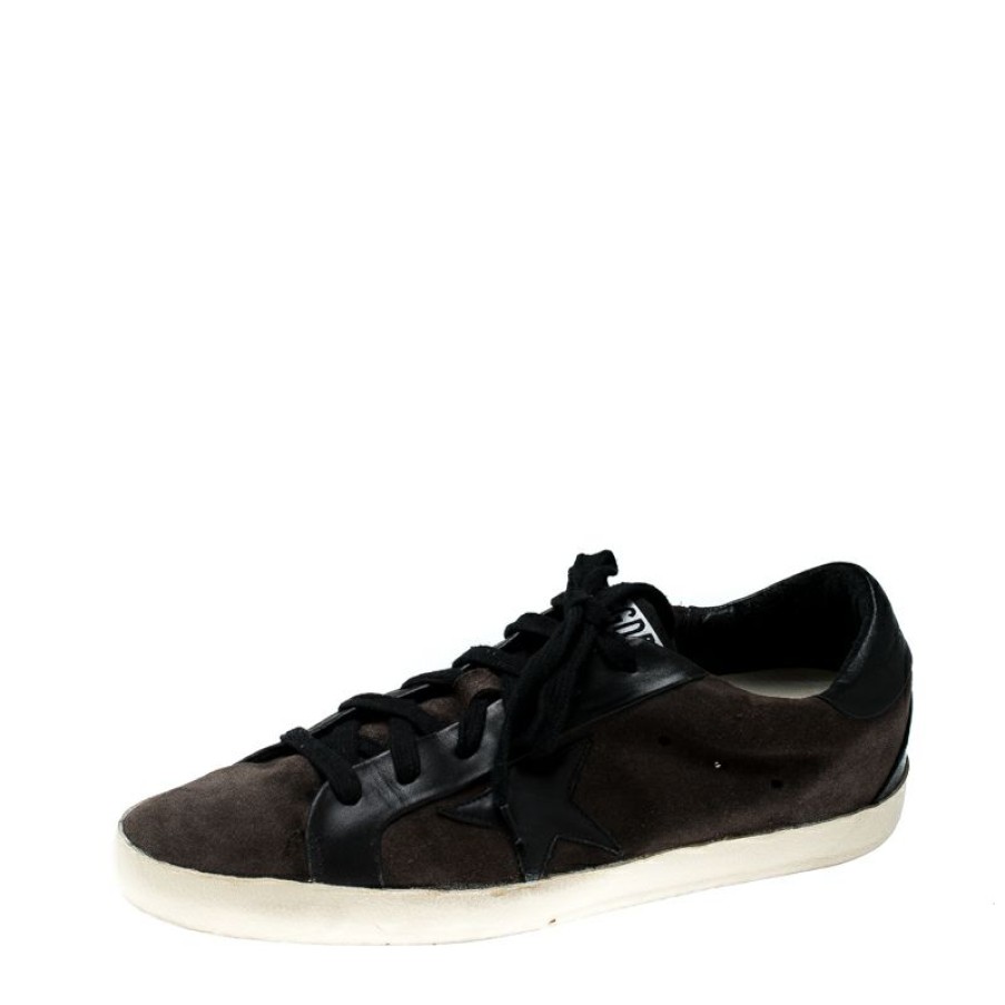 Men * | Golden Goose Suede And Black Leather Superstar Lace Up Sneakers Size 41 For Men Brown