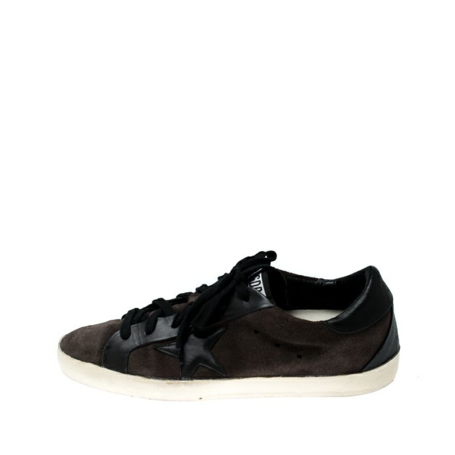 Men * | Golden Goose Suede And Black Leather Superstar Lace Up Sneakers Size 41 For Men Brown