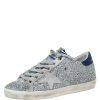 Women * | Golden Goose Deluxe Brand Glitter Leather And Grey Suede Star Sneakers Size 35 For Women Silver