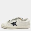 Women * | Golden Goose Off /Grey Woven Fabric And Leather Superstar Sneakers Size 38 For Women White