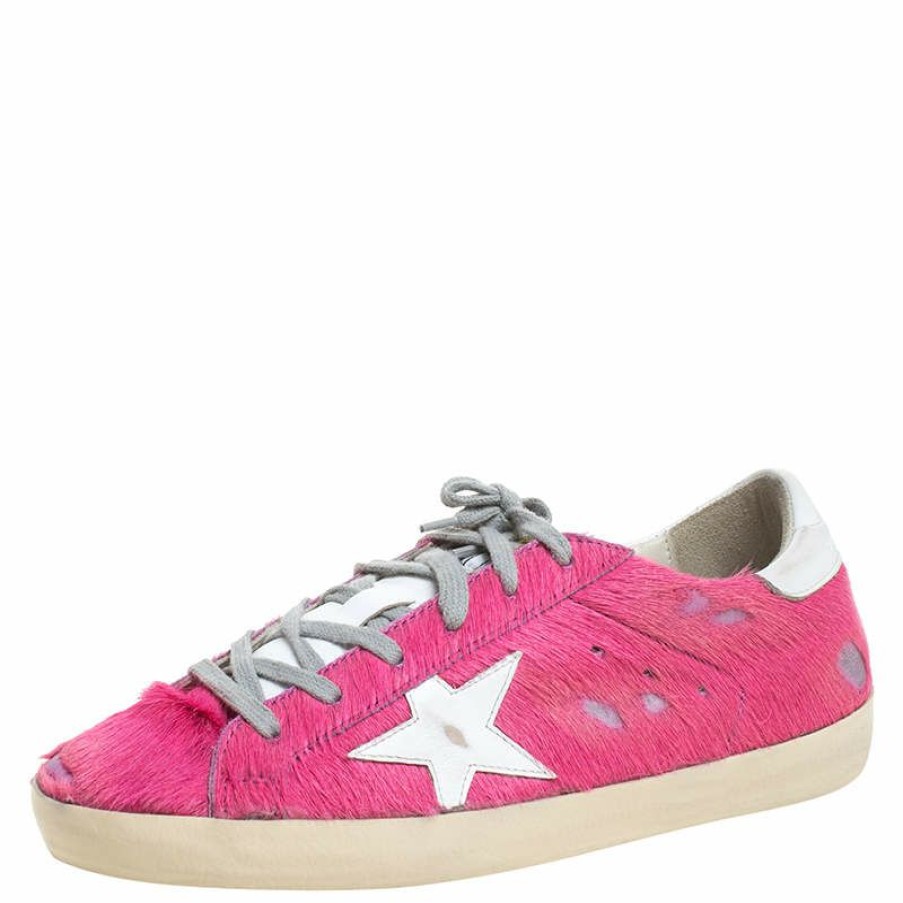 Women * | Golden Goose Pony Hair And White Leather Low Top Sneaker Size 40 For Women Pink