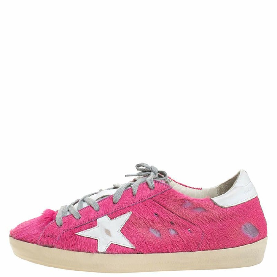 Women * | Golden Goose Pony Hair And White Leather Low Top Sneaker Size 40 For Women Pink