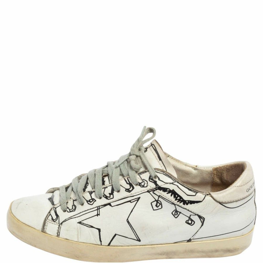 Women * | Golden Goose Graphics Print Superstar Low Top Sneakers Size 38 For Women White