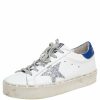 Women * | Golden Goose Golden Superstar /Blue Leather Low -Top Sneaker Size 37 For Women White