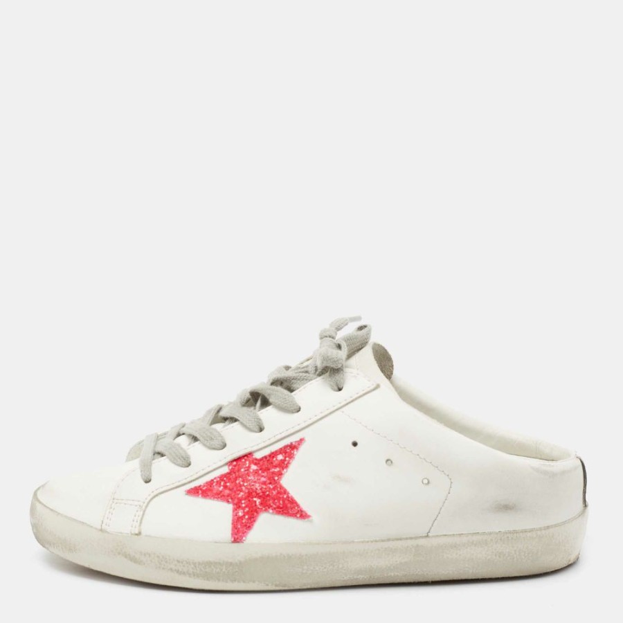 Women * | Golden Goose Leather Star Cutout Sneakers Size 39 For Women White