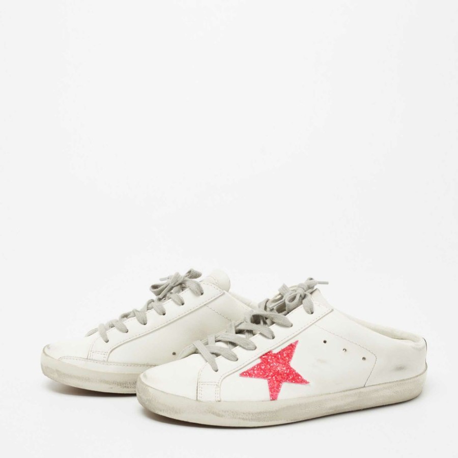 Women * | Golden Goose Leather Star Cutout Sneakers Size 39 For Women White