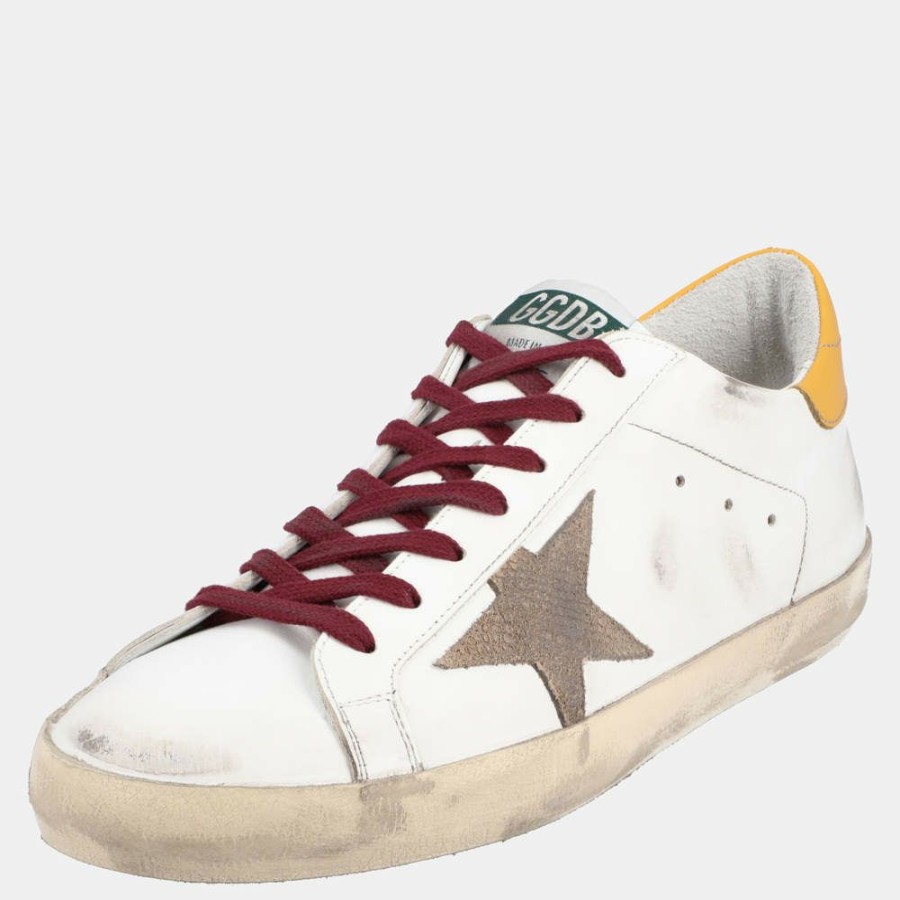 Men * | Golden Goose White/Yellow Leather Superstar Sneaker Size Eu 41 For Men Multicolor