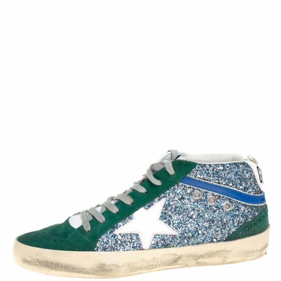 Women * | Golden Goose Tricolor Glitter And Suede Mid Star High Top Sneakers Size 39 For Women Multicolor