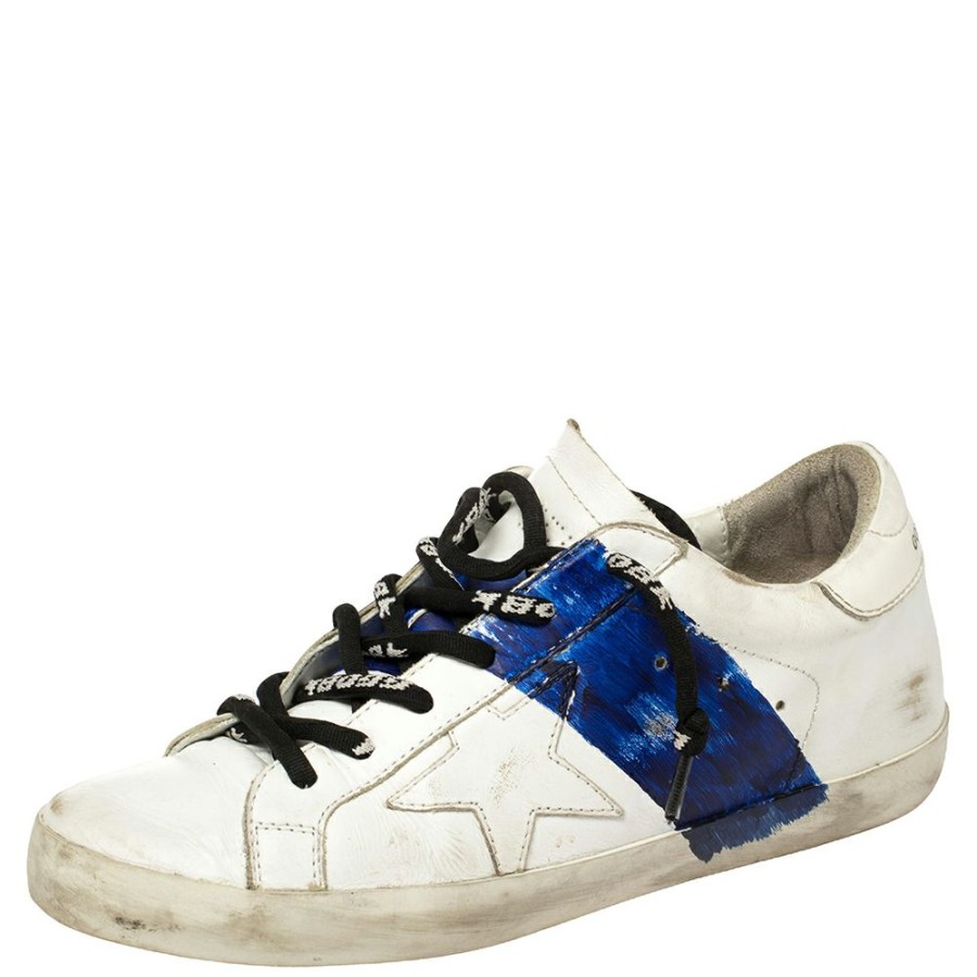 Women * | Golden Goose Leather Superstar Paint Sneakers Size 38 For Women White