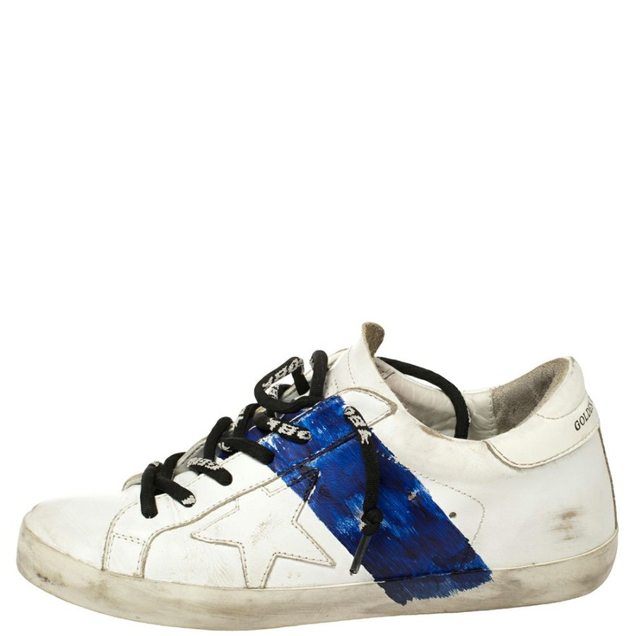 Women * | Golden Goose Leather Superstar Paint Sneakers Size 38 For Women White