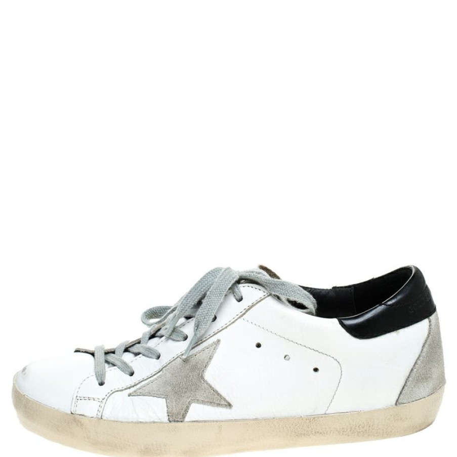 Women * | Golden Goose /Silver Leather And Suede Superstar Lace Up Sneakers Size 39 For Women White