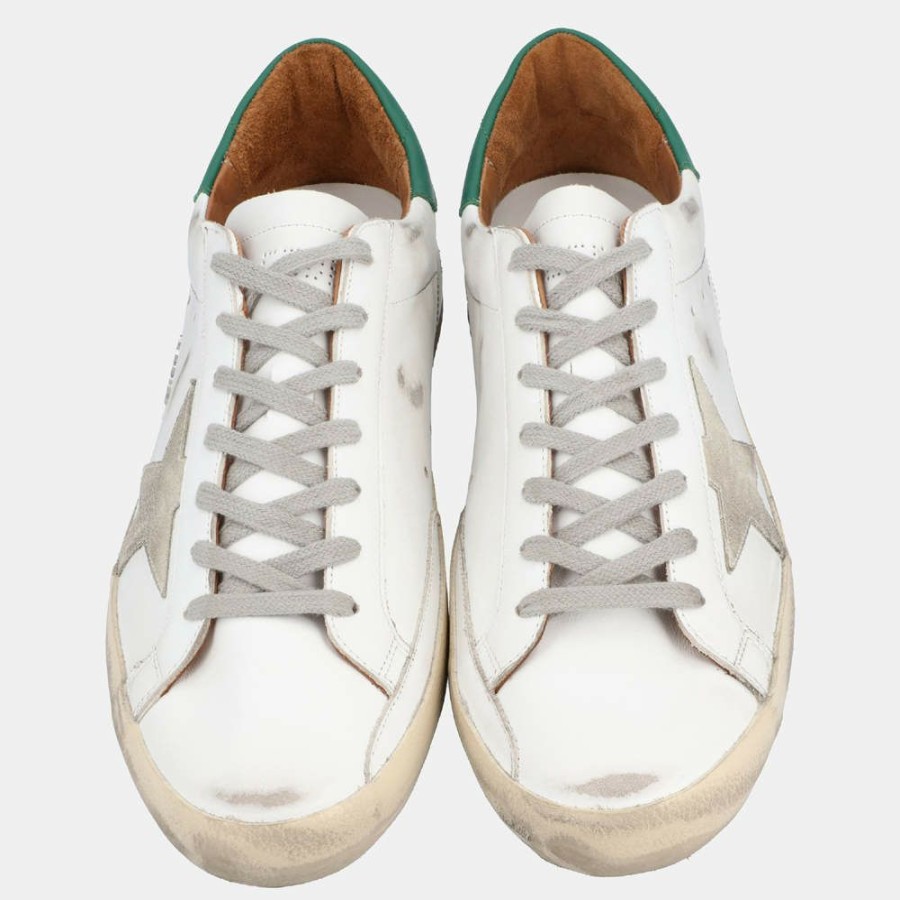 Men * | Golden Goose White/Green Leather Superstar Sneaker Size Eu 44 For Men Green,White