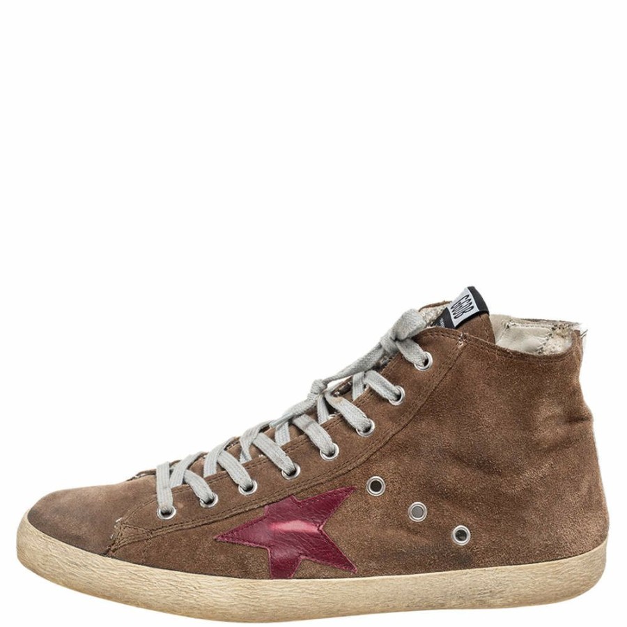 Men * | Golden Goose Dark Suede Mid Star Sneakers Size 43 For Men Beige