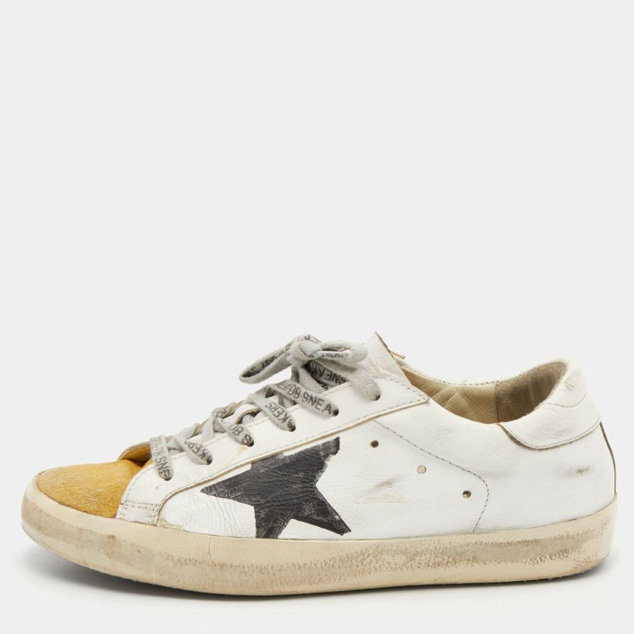 Women * | Golden Goose Tricolor Leather And Suede Superstar Low Top Sneakers Size 38 For Women White