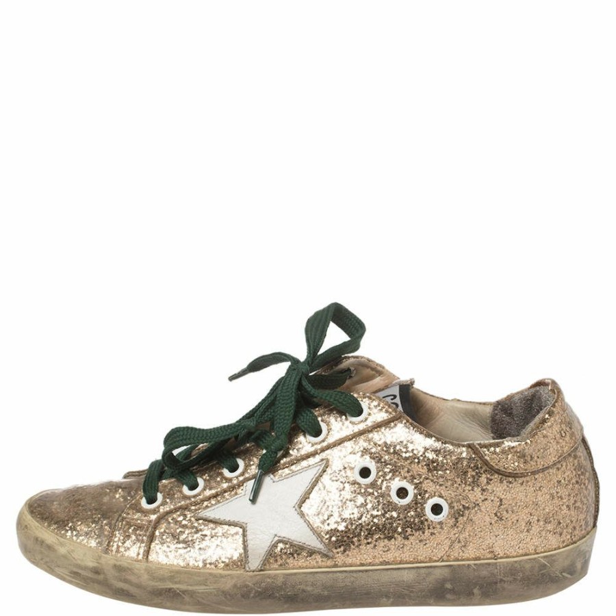 Women * | En Goose Glitter And Pvc Superstar Sneakers Size 37 For Women Gold