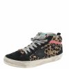 Women * | Golden Goose Black/ Calf Hair And Suede Mid Star Sneakers Size 36 For Women Beige