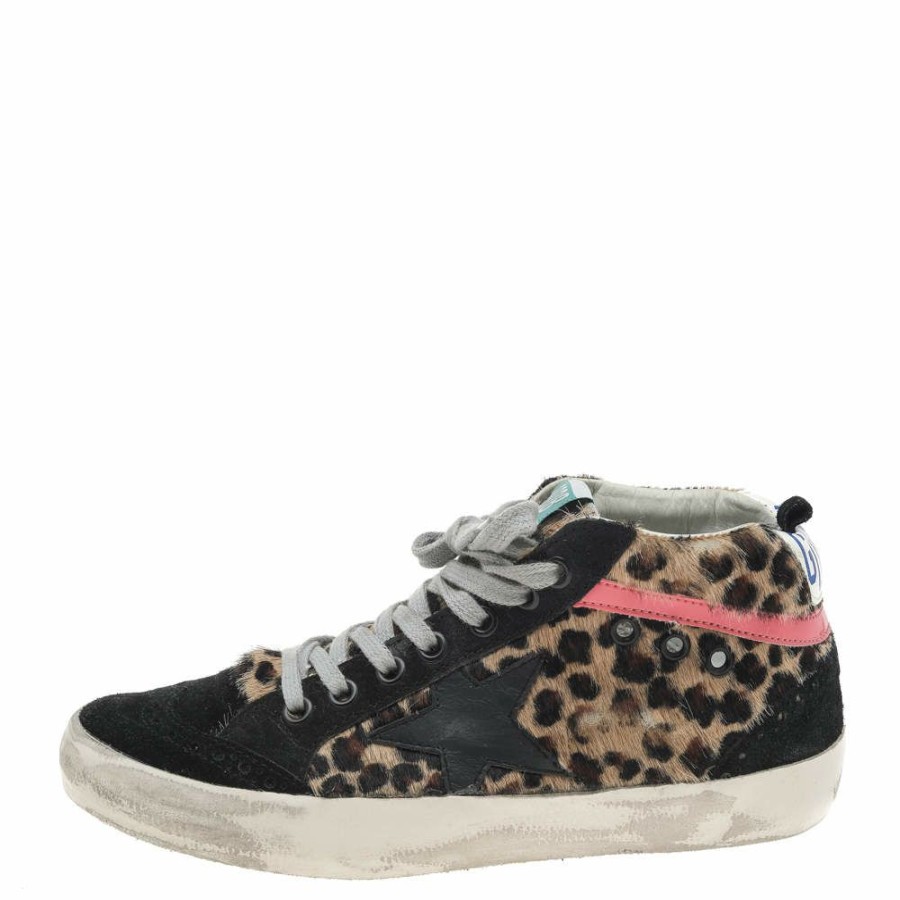 Women * | Golden Goose Black/ Calf Hair And Suede Mid Star Sneakers Size 36 For Women Beige