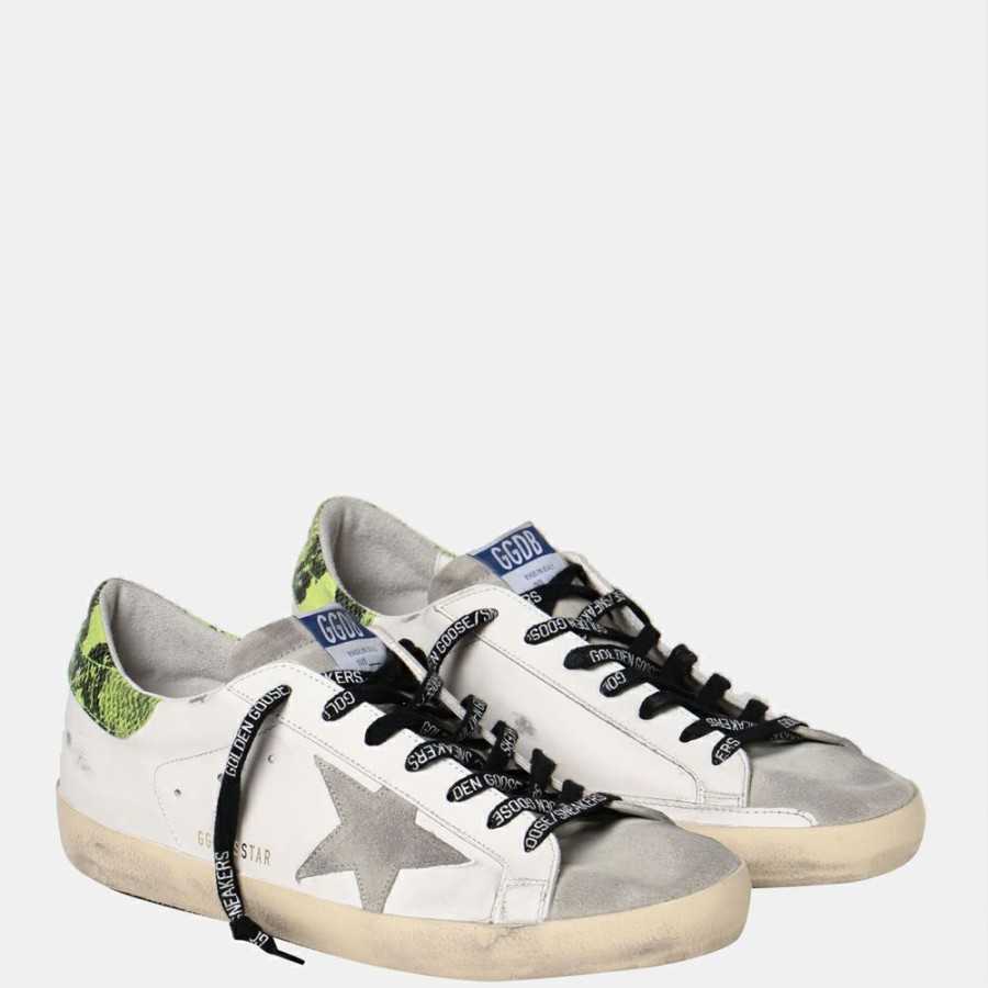 Men * | Golden Goose White Super-Star Classic Low-Top Sneakers Size Eu 41 For Men Multicolor