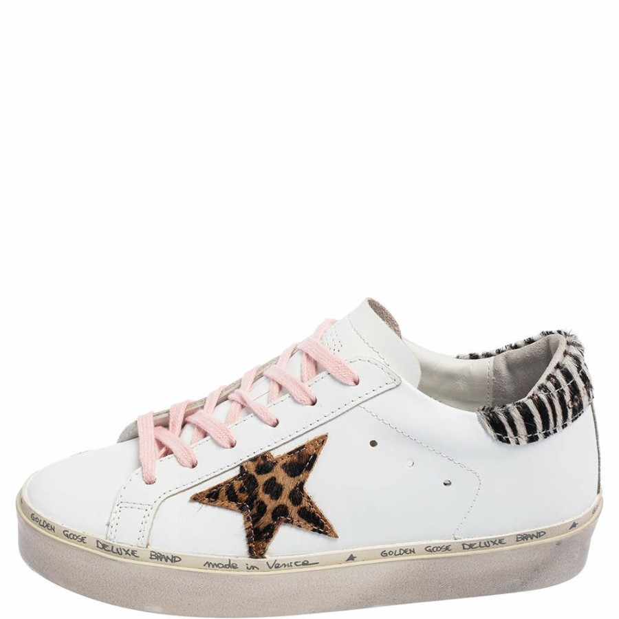 Women * | Golden Goose Leather Hi Star Horsy Heel Low Top Sneakers Size 36 For Women White