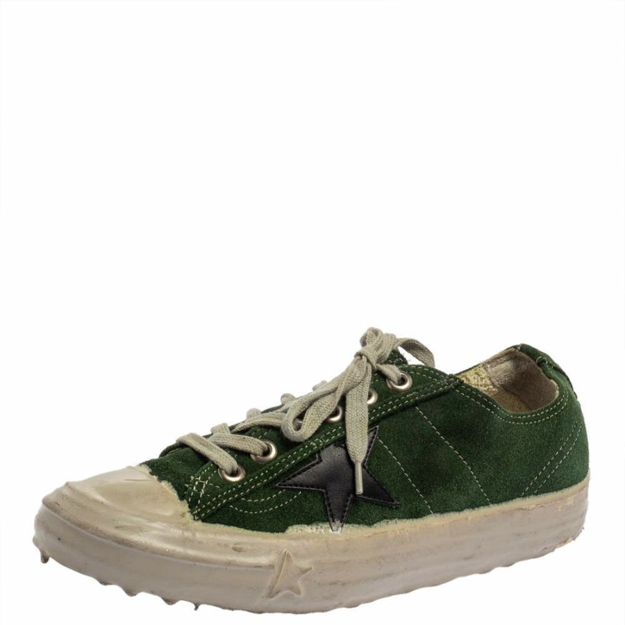 Men * | Golden Goose Suede V Star Dip Low Top Sneakers Size 40 For Men Green