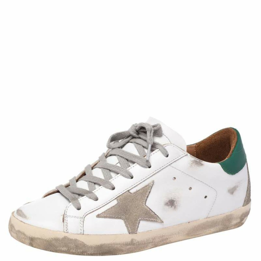 Women * | Golden Goose /Green Leather Superstar Sneakers Size 37 For Women White