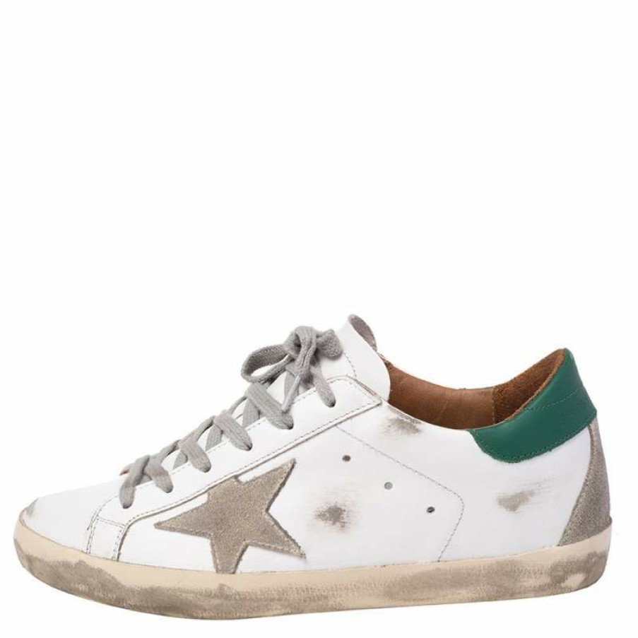 Women * | Golden Goose /Green Leather Superstar Sneakers Size 37 For Women White