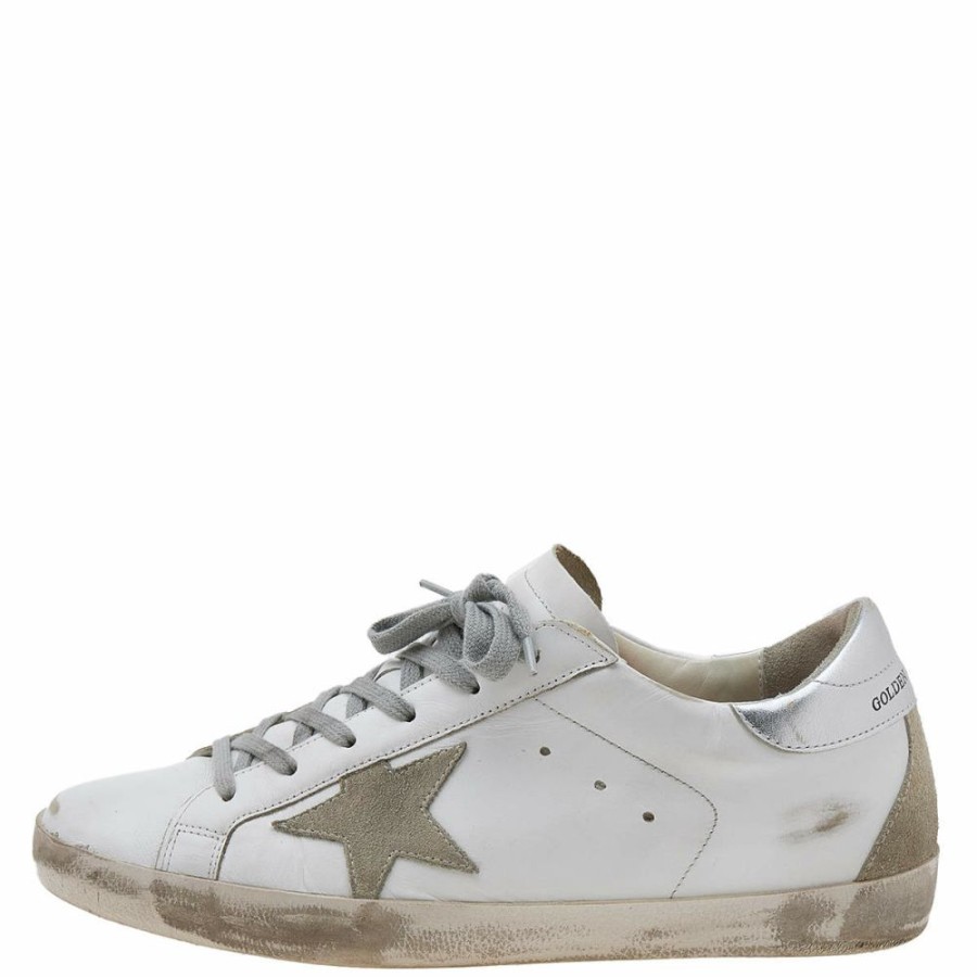 Men * | Golden Goose Leather And Suede Superstar Low Top Sneakers Size 41 For Men White