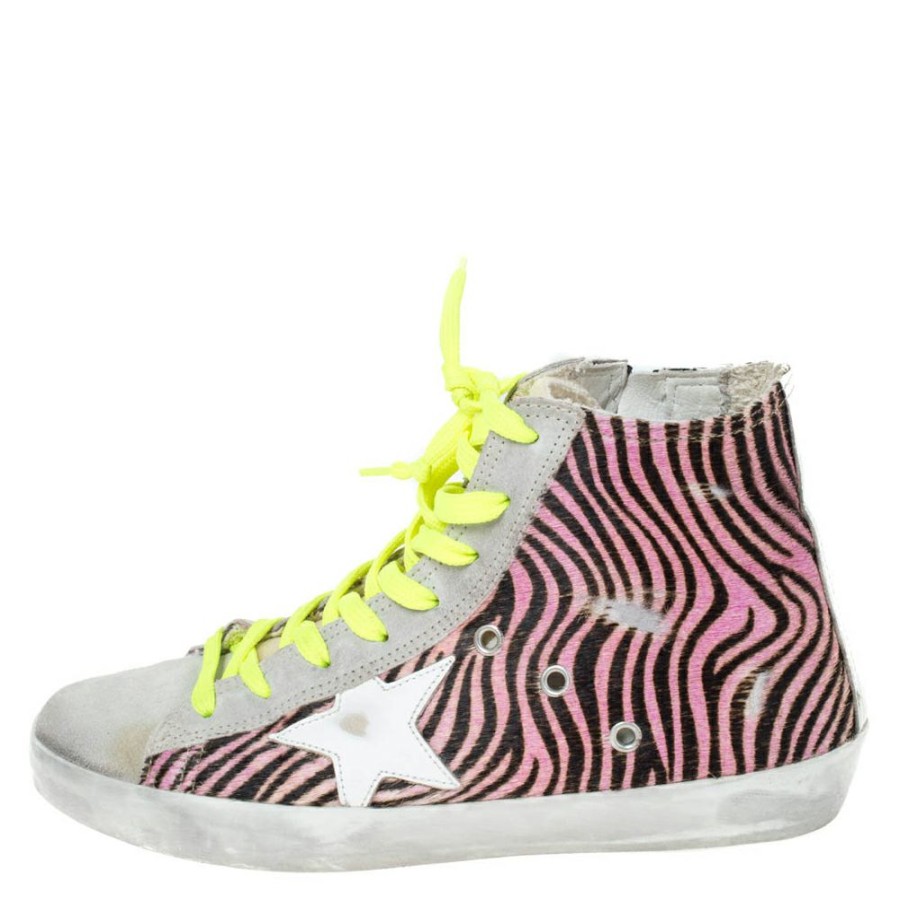 Women * | Golden Goose Zebra Print Pony Hair And Suede Francy Sneakers Size 38 For Women Multicolor