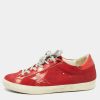 Men * | Golden Goose Suede And Leather Superstar Lace Up Sneakers Size 41 For Men Red