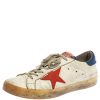 Men * | Golden Goose /Blue Leather Superstar Lace Up Sneakers Size 43 For Men White