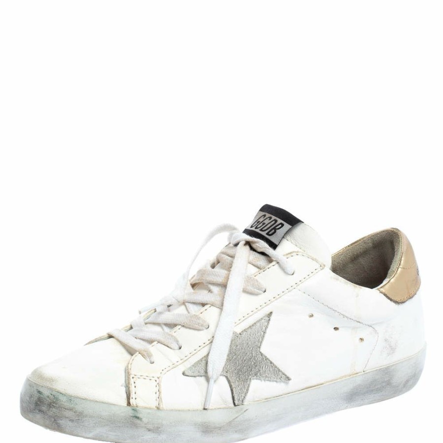 Women * | Golden Goose /Gold Leather Superstar Low Top Sneakers Size 39 For Women White