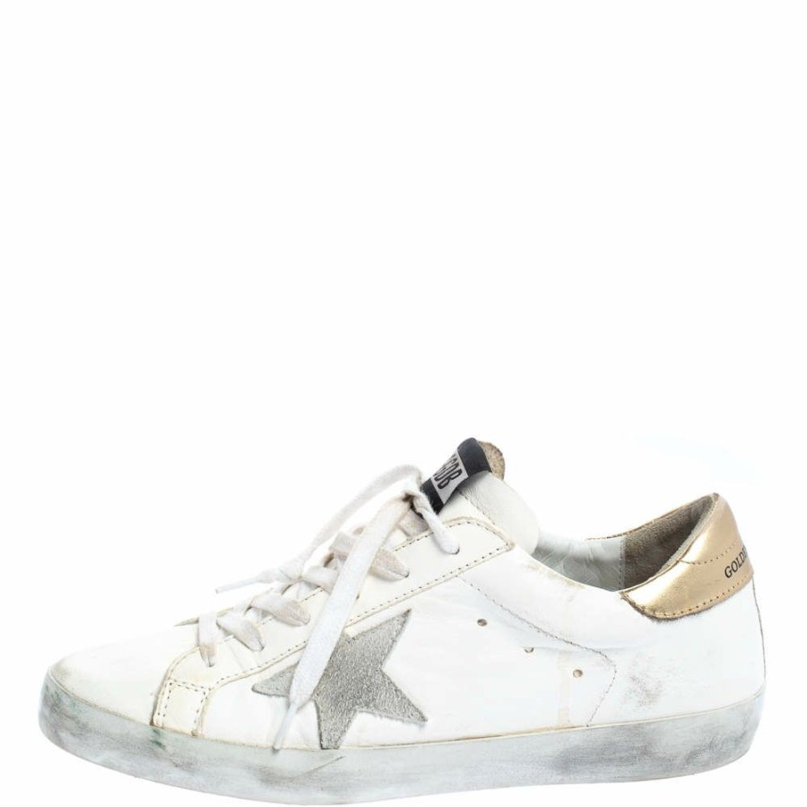 Women * | Golden Goose /Gold Leather Superstar Low Top Sneakers Size 39 For Women White