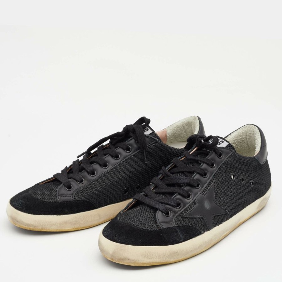 Men * | Golden Goose Mesh And Leather Super Star Penstar Sneakers Size 44 For Men Black