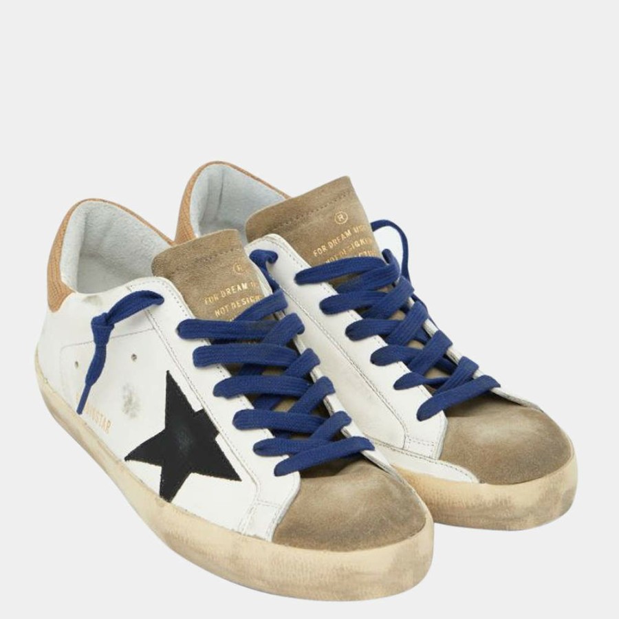 Men * | Golden Goose White And Black Star Leather Superstar Sneakers Size Eu 43 For Men Black,White