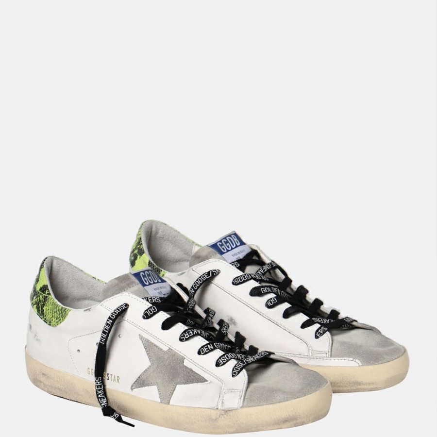 Men * | Golden Goose White Super-Star Classic Low-Top Sneakers Size Eu 44 For Men Multicolor