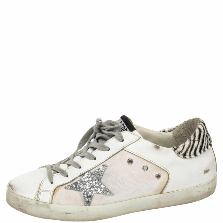 Women * | Golden Goose Leather And Canvas Superstar Sneakers Size 40 For Women White