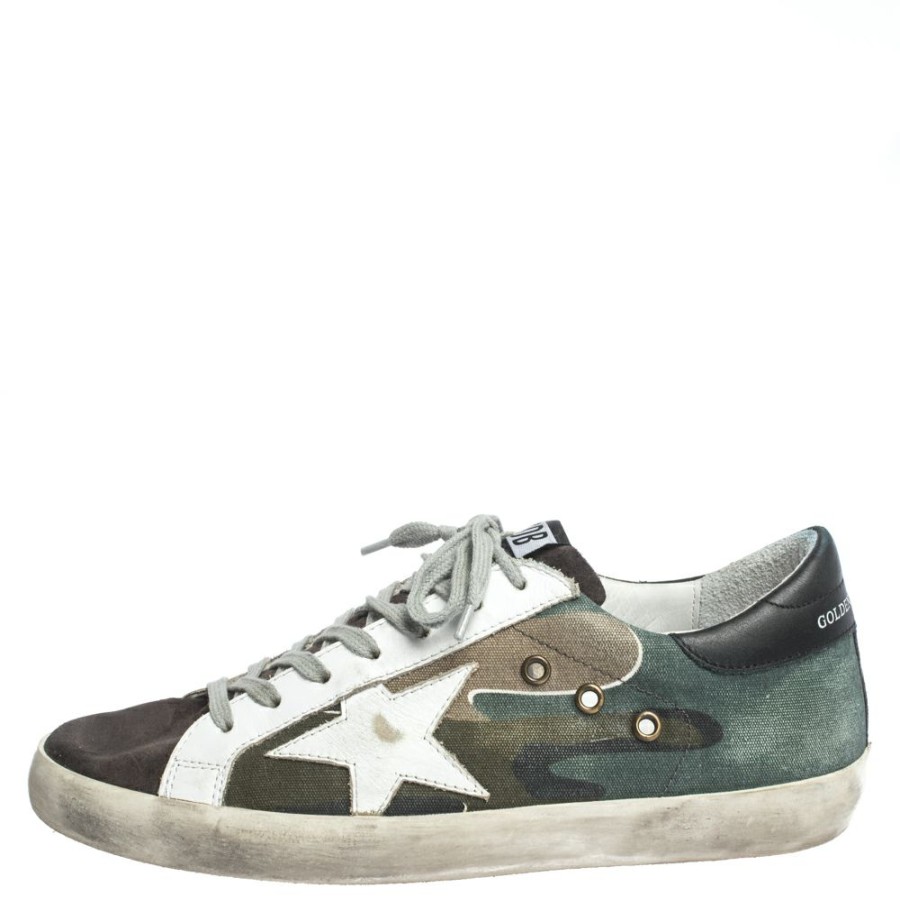 Men * | Golden Goose Canvas And Leather Star Applique Low Top Sneakers Size 40 For Men Multicolor