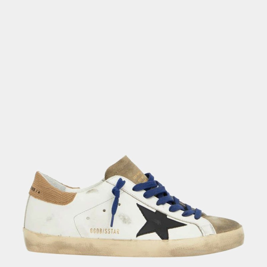 Men * | Golden Goose Super-Star Leather Black Star Sneakers Size Eu 41 For Men White