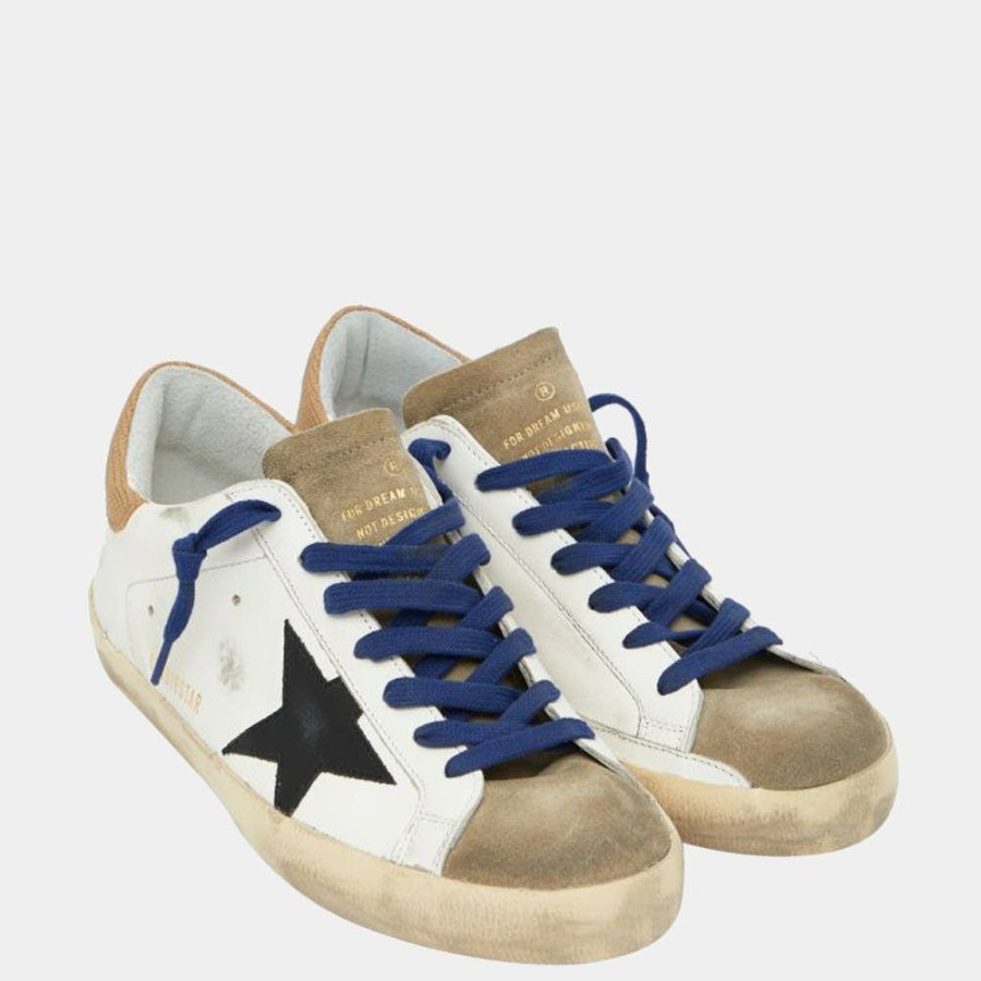 Men * | Golden Goose Super-Star Leather Black Star Sneakers Size Eu 41 For Men White