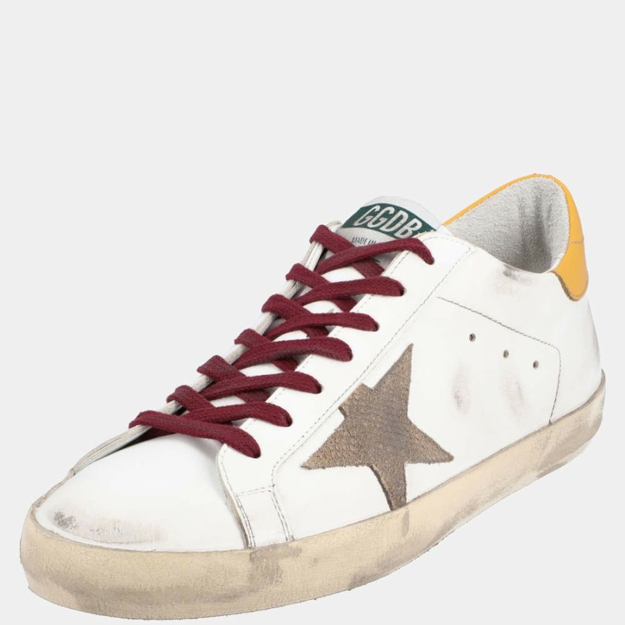 Men * | Golden Goose White/Yellow Leather Superstar Sneaker Size Eu 45 For Men Multicolor