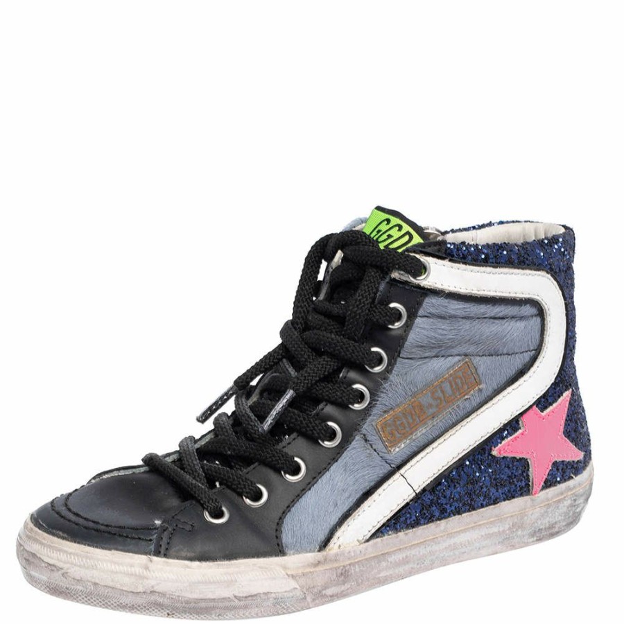 Women * | Golden Goose Leather And Calf Hair Fancy High Top Sneakers Size 36 For Women Multicolor