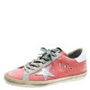 Women * | Golden Goose Denim And Metallic Silver Star Applique Low Top Sneakers Size 41 For Women Pink