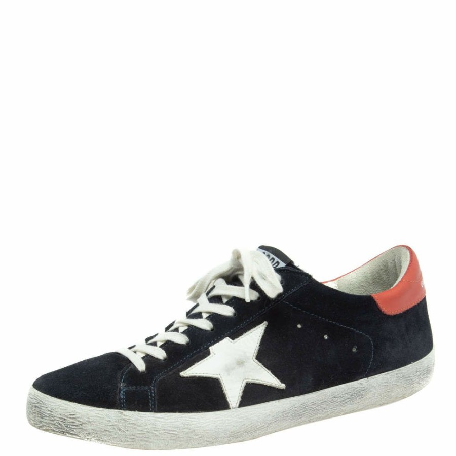 Men * | Golden Goose /Orange Leather Superstar Sneakers Size 43 For Men Black