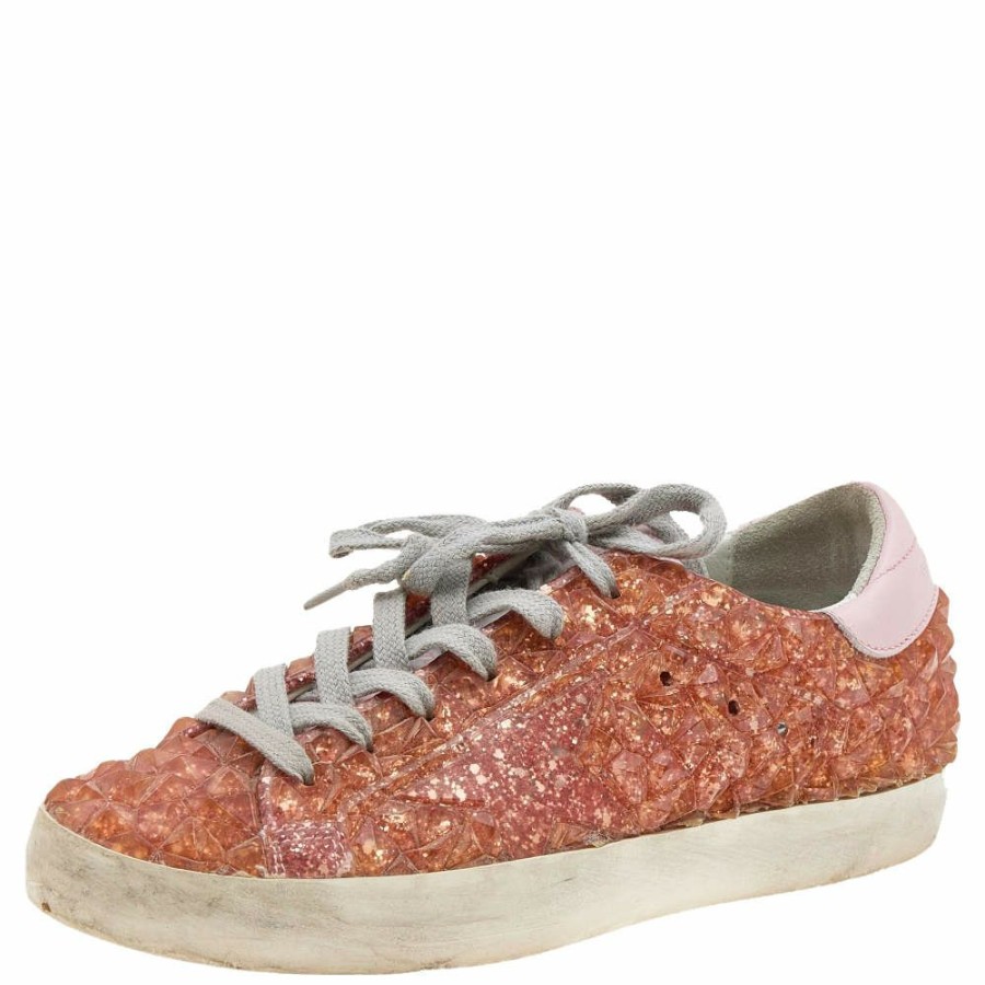 Women * | Golden Goose /Pink Rubber And Leather Super Star Sneakers Size 36 For Women Orange